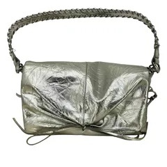 ザラ ZARA メタリック ギャザー ショルダーバッグ レディース  M