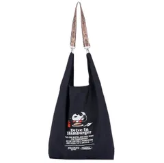 【エコバッグ】スヌーピー　 ストラップ付　2way 　軽量　ブラック