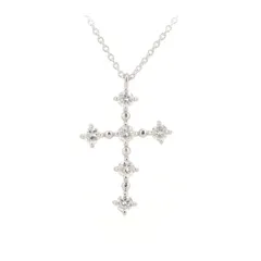 ヴァンドーム青山 ダイヤモンド クロス ネックレス 0.38ct Pt900(プラチナ) /Pt850(プラチナ)  質屋出品