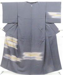 未使用 しつけ糸付き 正絹 付下げ 濃紺 暈し 身丈158.5cm 金彩 吉祥文
