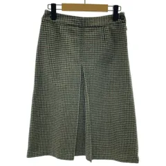 【中古】　OLIVE des OLIVE　ウールスカート　ひざ丈　サイドジップ　総柄　千鳥格子　日本製　古着　/7255のサムネイル