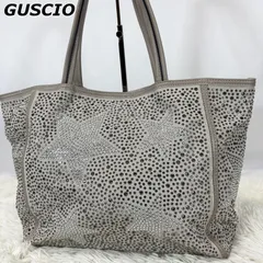 【未使用級】グッシオ GUSCIO トートバッグ A4サイズ対応 大容量 手持ち 手提げ 肩かけ スタッズ スター スエード レザーのサムネイル