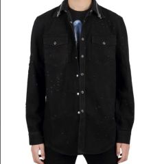 maison margiela 22aw ペイントスプラッターデニムシャツ - メルカリ