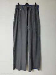 グレーデニム バイカラー ワイド パンツ