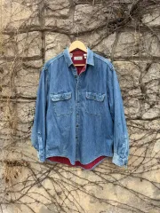 90s L.L.Bean ヴィンテージ チェック フランネル裏地 デニムシャツ M