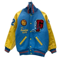 【中古】　TM ATHLETICS　スタジャン　スタジアムジャンパー　アウター　切替　ボアワッペン　バイカラー　スナップボタン　古着　/0150のサムネイル