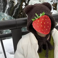 冬用帽子クマちゃんシープスキン帽子