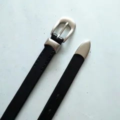 牛革 ナローベルト オリジナル ウエスタンベルト レトロ クラシック アンティーク調 アメカジ シンプル レザーベルト メンズ レディース 細い ブラック アンティークシルバー COW LEATHER  narrow belt Original