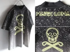 美品 MARK&LONA マーク&ロナ 2020SS スカル/ロゴプリント 接触冷感 ストレッチ モックネックTシャツ 38 ブラック グレーのサムネイル