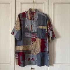 Z　メンズ　men's　総柄 半袖 シャツ 薄手 涼しい アート アロハ かりゆし ウェア 古着　アート　お呼ばれ　デート　オフィスカジュアル　食事会　可愛い　お出かけ　上品