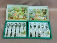 V-01　ピーターラビット　PETER RABBIT　コーヒースプーン＆デザートフォーク　18-8ステンレス　2箱セット