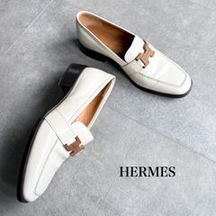 エルメス モカシンパリ 35.5 ホワイト ローズゴールド金具 正規品
