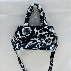A【処分価格】VOVAROVA ボバロバ ハンドバッグ ショルダー付き 白黒 花柄 ナイロン製のサムネイル
