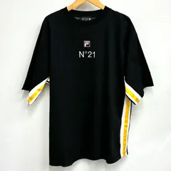 【ヌメロヴェントゥーノ×フィラ N°21×FILA】美品！メンズ半袖　サイドラインTシャツ Mサイズ　ブラックのサムネイル