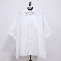 キャバン 金ボタン コットンタイプライター 半袖シャツ 白 F vf7