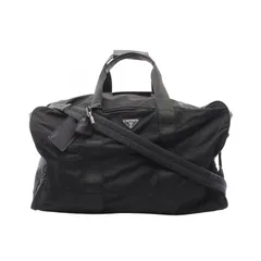 プラダ PRADA ボストンバッグ 三角プレート 2WAY ブラック ナイロン サフィアーノレザー 2wayボストン ユニセックス Used B