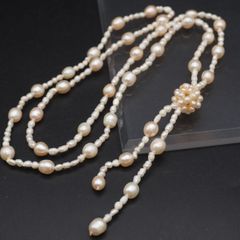 アレンジ自在✨本真珠 ロングネックレス 128cm 6.0-6.5mm - メルカリ