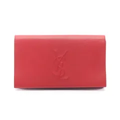 イヴ・サンローラン YVES SAINT LAURENT セカンドバッグ クラッチバッグ YSLロゴ レッド レザー ロゴ クラッチバッグ レディース Used A
