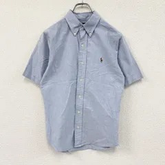 RALPH LAUREN　ラルフローレン　CUSTOM FIT　半袖ボタンダウンシャツ　刺繍ロゴ　ワンポイント　水色　ブルー　Mサイズ　古着