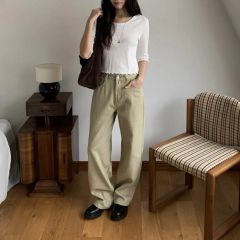 新品LE＇MAGE×gemeil ハイウエストストレートデニム PS ベージュ