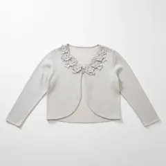 編み花装飾ボレロ グレー