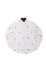 TOMMY HILFIGER フラグ ロゴ 刺繍 コットンシャツ size L