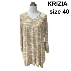 ◇ クリツィア KRIZIA カットソー トップス Vネック 長袖 チュニック プリント ゼブラ柄 ベージュ 白 40 L 11号 レディース Z6C055のサムネイル