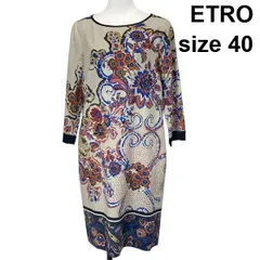 ◇ エトロ ETRO ペイズリー柄 ワンピース ボートネック ミディ丈 七分