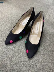 極美品 バレンシアガ BALENCIAGA パンプス レディース ドット柄 水玉 黒 ブラック 36 1/2 yh042404のサムネイル