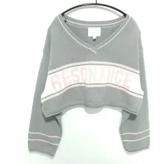 H&M Vネック レタリング クロップド カーディガン L_M2276