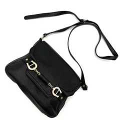 AIGNER アイグナー ショルダーバッグ レザー 黒 シルバー金具 斜め掛け 2WAY