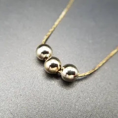 三連 ボール チャーム フラットスネークチェーン ヴィンテージ ペンダント ネックレス ゴールドトーン 華奢 コスチュームジュエリー Y26-U