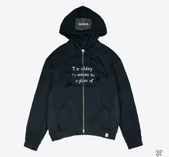 レザレクション13 パッチワーク ツーウェイ ジップアップ フーディー ブラック