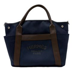 HERMES SELLIER PARIS トートバッグ ネイビー ブラウン - メルカリ
