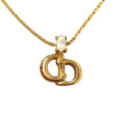 極美品✨Dior ディオール CD ネックレス パール ゴールド系 ドロップ 