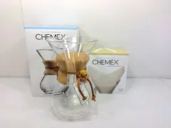 26g-416k【中古】CHEMEX ケメックス　コーヒーメーカー　ガラス　6カップ　CM-6A　6カップ用コーヒーフィルター　FS-100　セットのサムネイル