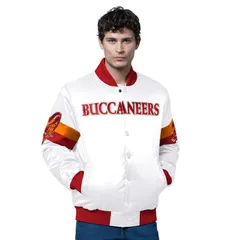スターター メンズ アウター ジャケット・ブルゾン サテン Menstarter White Tampa Bay Buccaneers Triple Option Satin Varsity Fullのサムネイル
