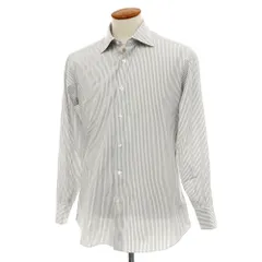 【中古】フライ FRAY コットン ストライプ セミワイドカラー ドレスシャツ ホワイトxブラック【サイズ40】【メンズ】のサムネイル