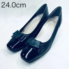 【新品 訳あり】リズラフィーネ　モチーフリボンパンプス　24.0ｃｍ　黒のサムネイル