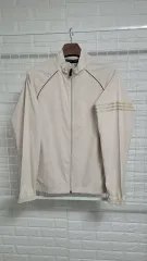 実寸M adidas アディダス ライトベージュ 袖ストライプデザインテープ メンズゴルフウェア ウィンドブレーカー 実寸M