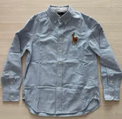 正規品 ポロ ラルフローレン 男の子 M (10-12) スカイブルー オックスフォード ビックポニー