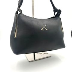 ✨美品✨キタムラ2 ハンドバッグ Kロゴ 抜きデザイン 本革 ブラック 