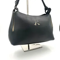【美品】キタムラ Kitamura ハンドバッグ レザー ネイビー 紺 Kロゴ