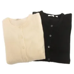 ユニクロ UNIQLO 2枚 セット まとめ カーディガン カシミヤクルーネック 長袖 XS S アイボリー 黒 ブラックのサムネイル
