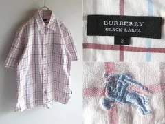希少 BURBERRY BLACK LABEL バーバリーブラックレーベル ホースロゴ刺繍 ロゴピスネーム コットン 半袖 チェックシャツ 3