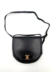Salvatore Ferragamo フェラガモ ヴァラリボン レザー ブラック　ショルダーバッグ