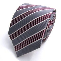 メイル&コー ネクタイ ブランド 総柄 ストライプ柄 シルク PO メンズ グレー MALE & Co 【中古】