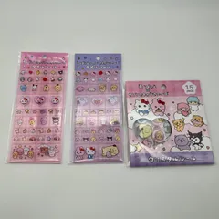 チェゴシム×サンリオキャラクターズ タイルシール　クリスタルシール　 3種セット　ピンク　パープル　クリスタル