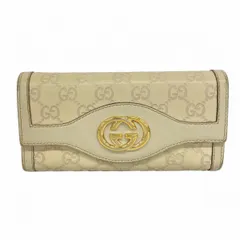【6de5782-k】グッチ 長財布 グッチシマ 282431 レザー ベージュ ゴールド金具【中古】レディース