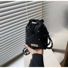 ☆ ブラック ☆ ショルダーバッグ レディース ミニサコッシュ ミニショルダー ショルダーバッグ レディース ポシェット サコッシュ スマホショルダー ショルダー バッグ 巾着バッグ バック ポーチ 水玉 ビジュー ミニ 小さめ コンパクト 軽量 軽い 可愛い